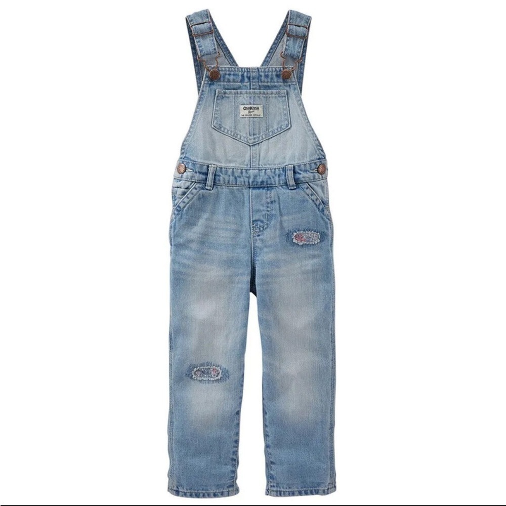 OshKosh B'Gosh Baby Girls' Rip & Repair Denim Overall 3T